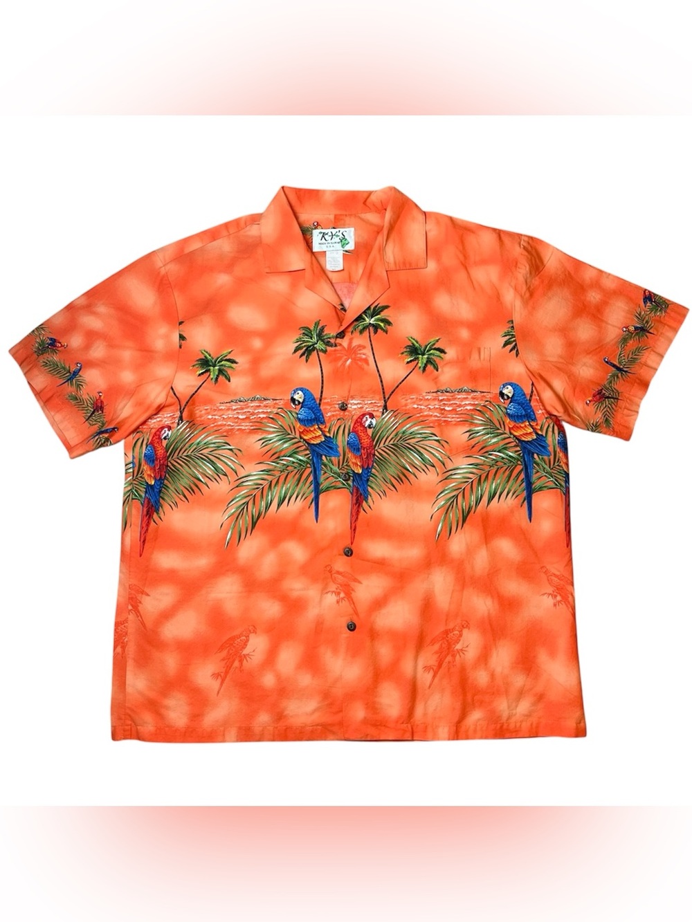 Ky’s Men’s Parrot Paradise Hawaiian Shirt Size XL